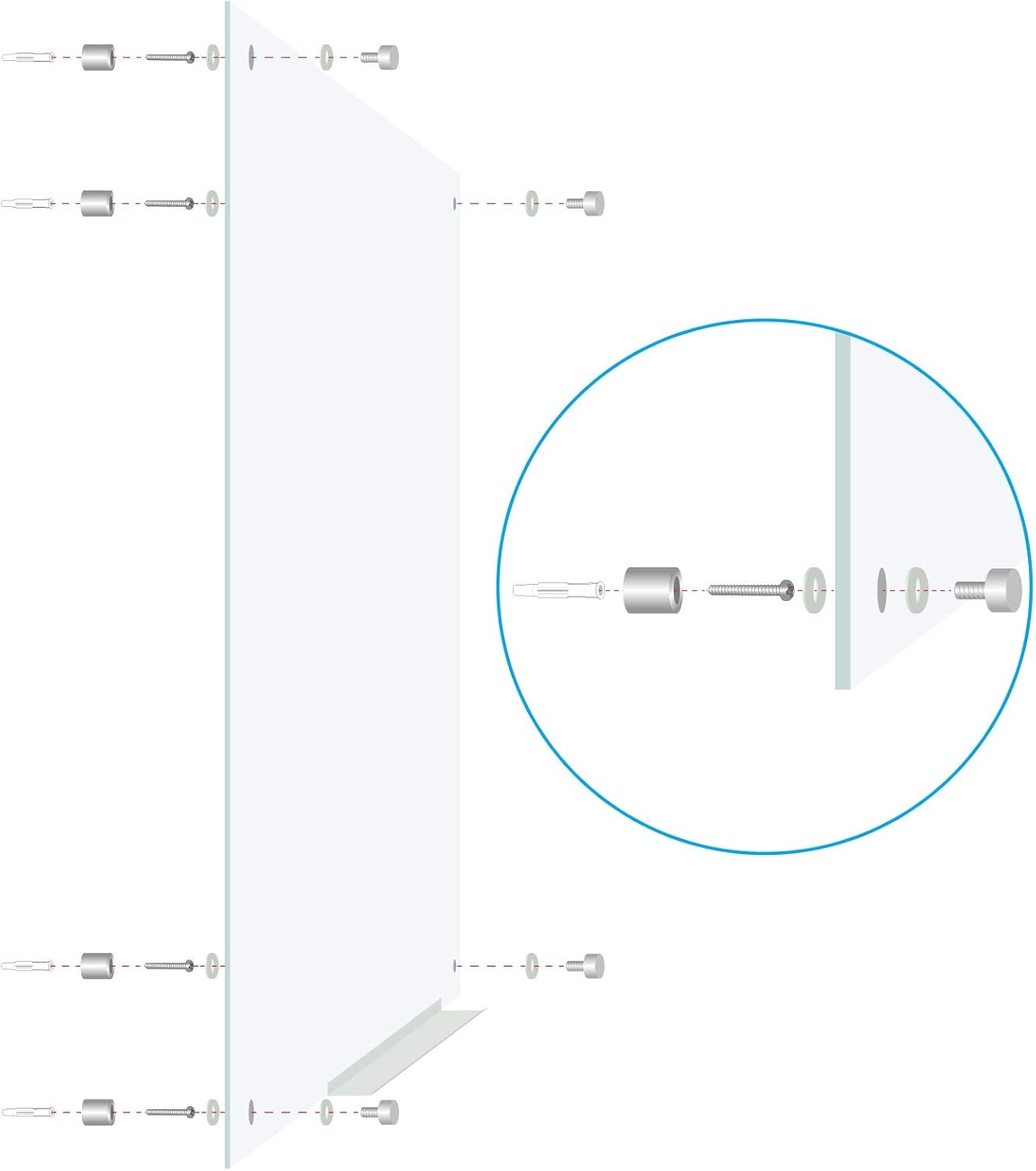 image:imageJILoffice Magnetic Glass Whiteboard 48 x 36 Inch Glass Dry Erase Board Wall Mounted Frameless with Marker Tray and 4 Magnets for Office Home and School