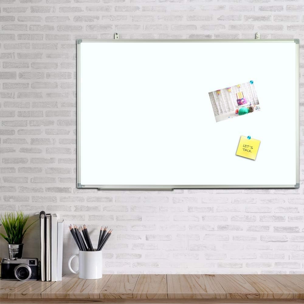 image:imageJILoffice Magnetic White Board 36 x 24 Inch Double Sided Hanging Dry Erase WhiteboardCalendar Board Silver Aluminum Frame with Two Hooks Wall Mounted Board for Office Home and School