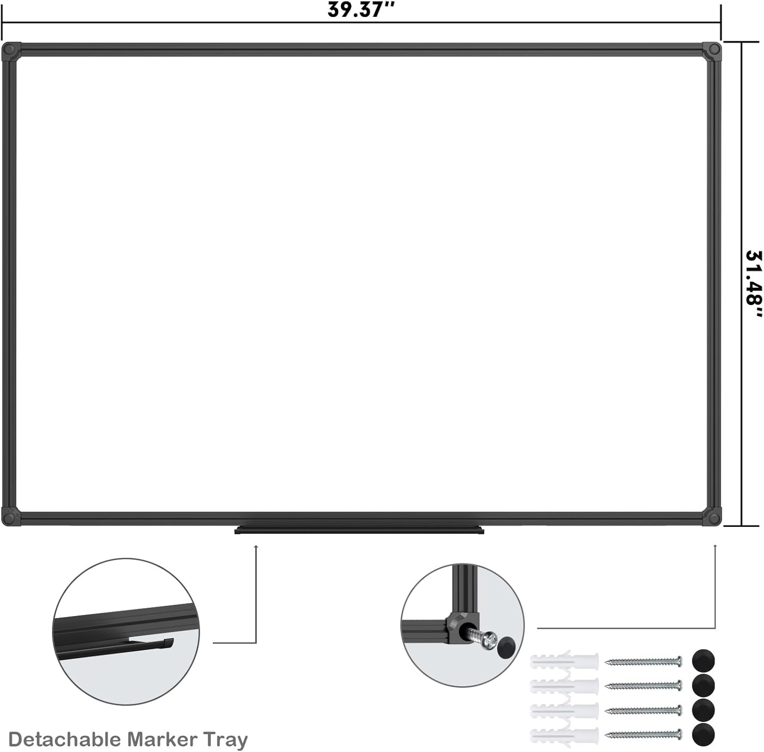 image:imageJILoffice Magnetic WhiteboardWhite Board Dry Erase Board 36 x 24 Inch Black Aluminum Frame Wall Mounted Board for Office Home and SchoolBlack