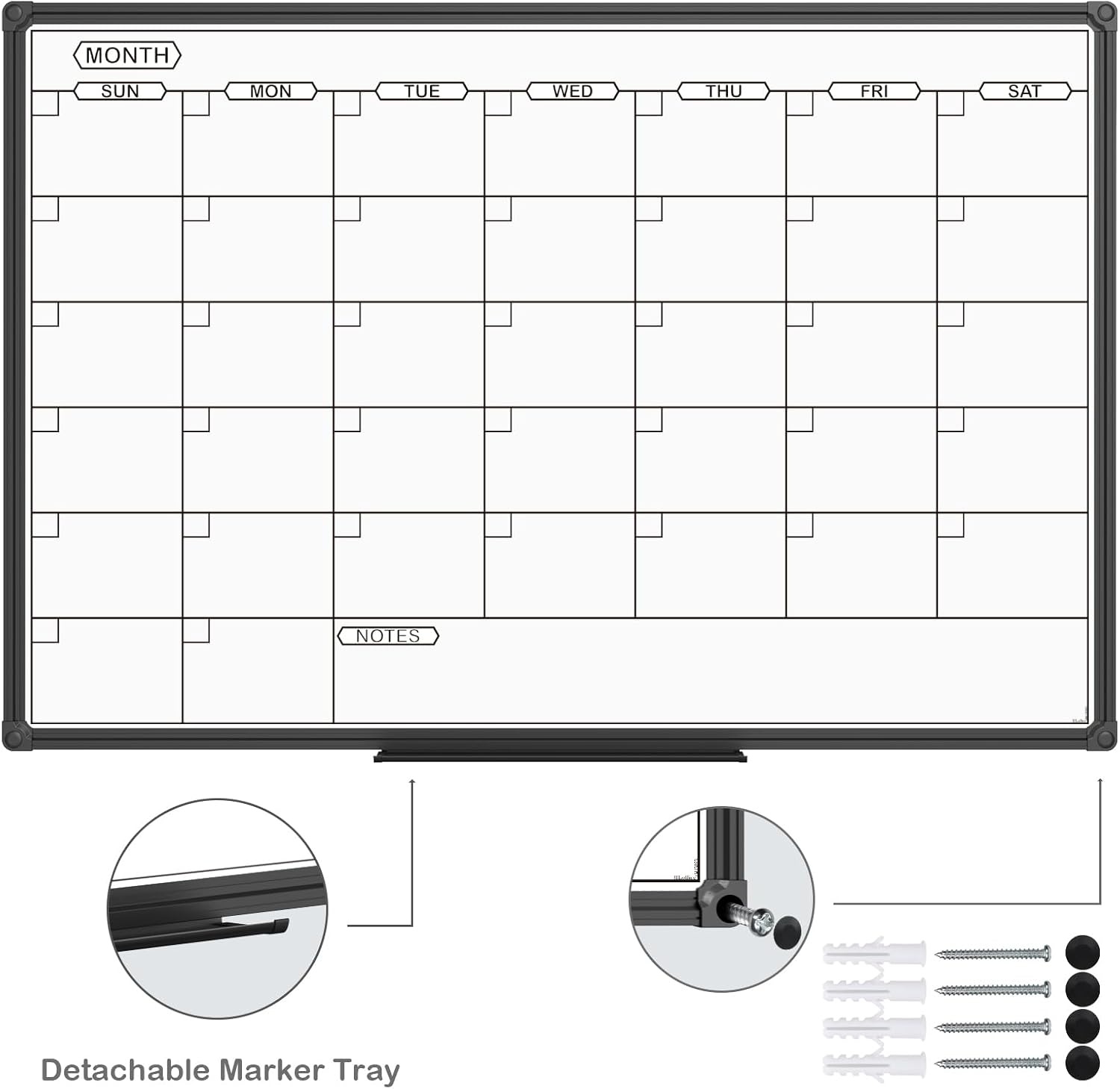 image:imageJILoffice Magnetic WhiteboardWhite Board Dry Erase Board 36 x 24 Inch Black Aluminum Frame Wall Mounted Board for Office Home and SchoolBlack