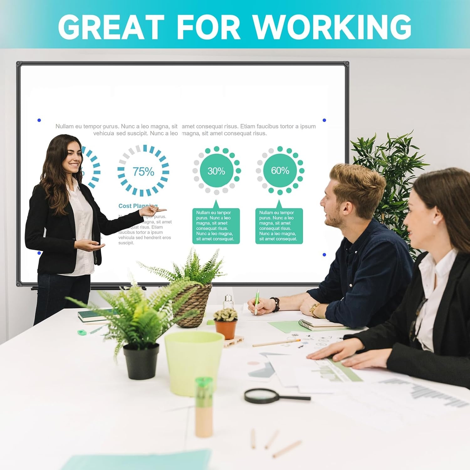 image:imageJILoffice Magnetic WhiteboardWhite Board Dry Erase Board 36 x 24 Inch Black Aluminum Frame Wall Mounted Board for Office Home and SchoolBlack