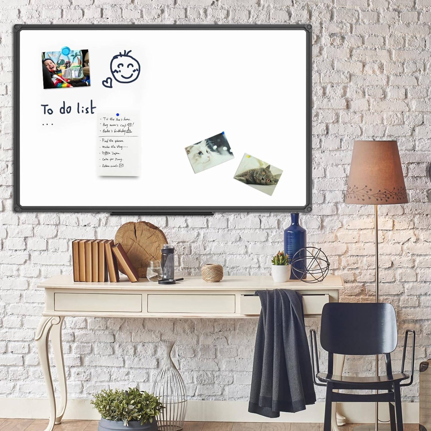 image:imageJILoffice Magnetic WhiteboardWhite Board Dry Erase Board 36 x 24 Inch Black Aluminum Frame Wall Mounted Board for Office Home and SchoolBlack