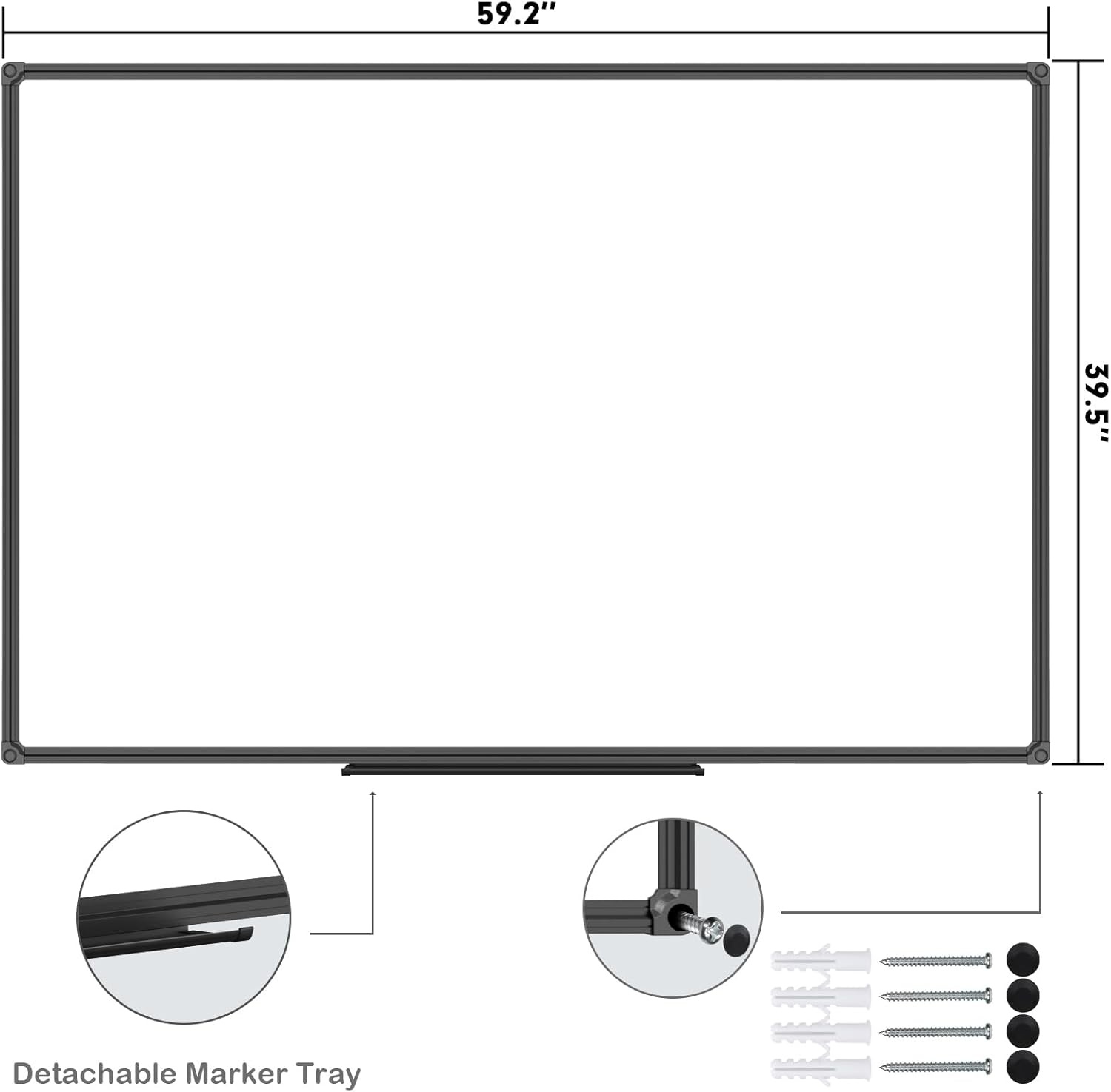 image:imageJILoffice Magnetic WhiteboardWhite Board Dry Erase Board 36 x 24 Inch Black Aluminum Frame Wall Mounted Board for Office Home and SchoolBlack