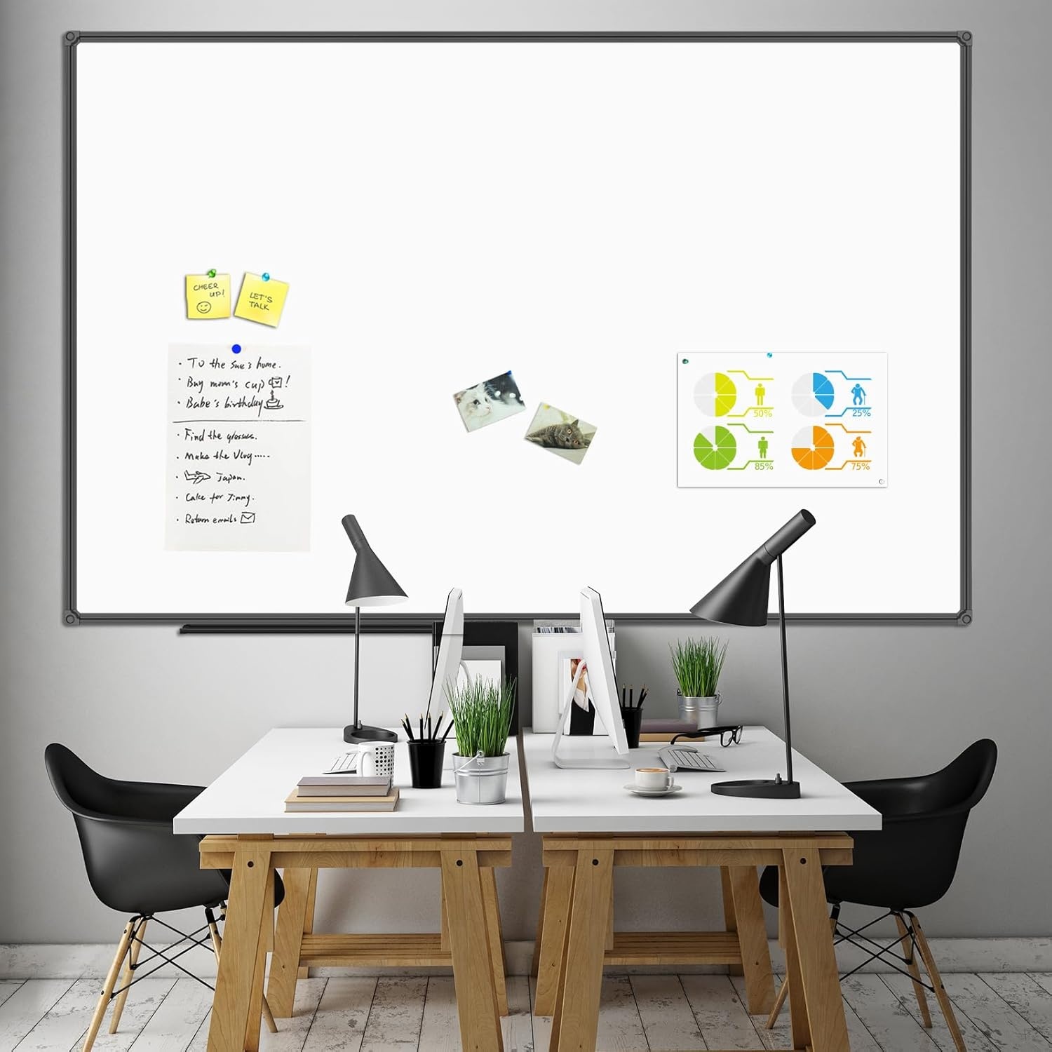 image:imageJILoffice Magnetic WhiteboardWhite Board Dry Erase Board 36 x 24 Inch Black Aluminum Frame Wall Mounted Board for Office Home and SchoolBlack