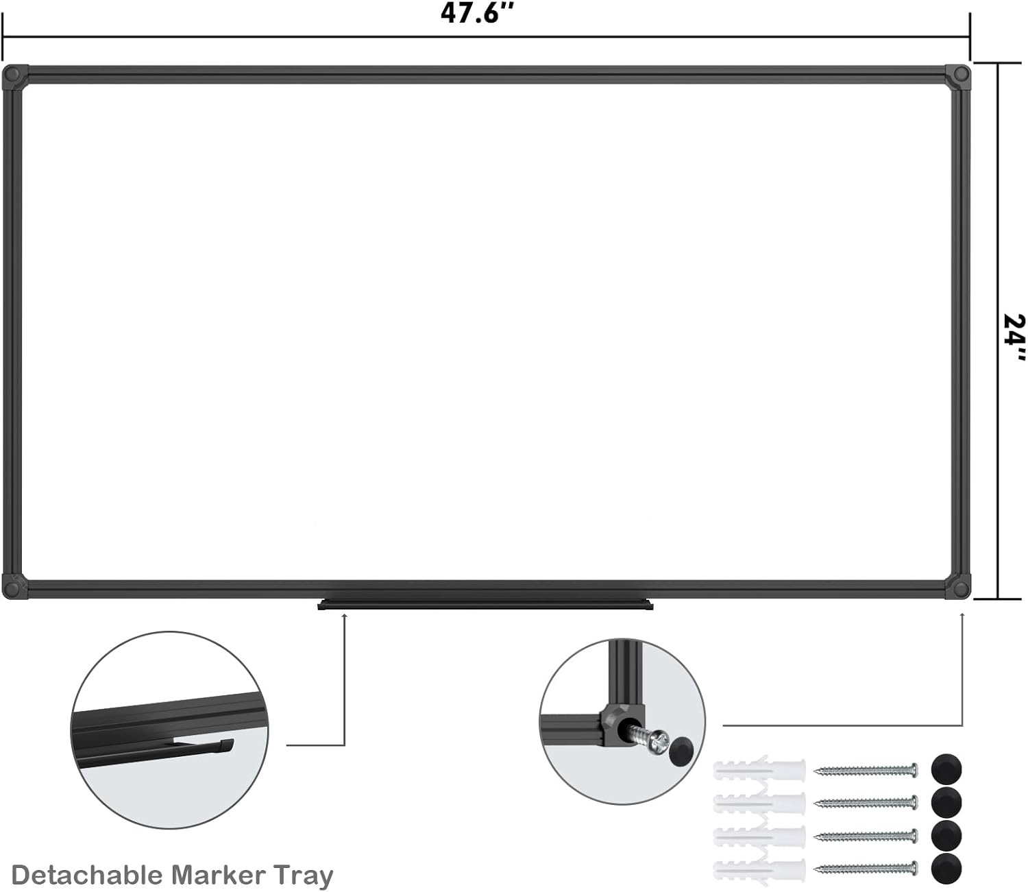 image:imageJILoffice Magnetic WhiteboardWhite Board Dry Erase Board 36 x 24 Inch Black Aluminum Frame Wall Mounted Board for Office Home and SchoolBlack