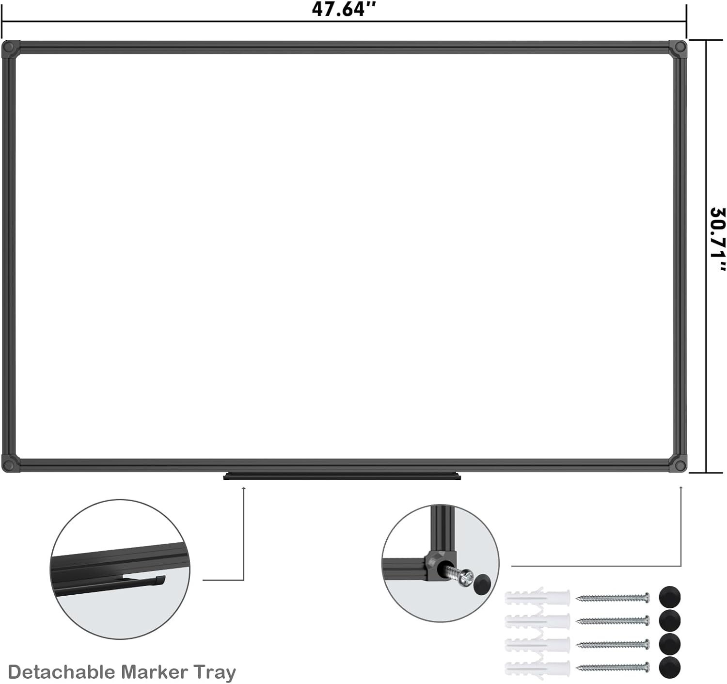 image:imageJILoffice Magnetic WhiteboardWhite Board Dry Erase Board 36 x 24 Inch Black Aluminum Frame Wall Mounted Board for Office Home and SchoolBlack
