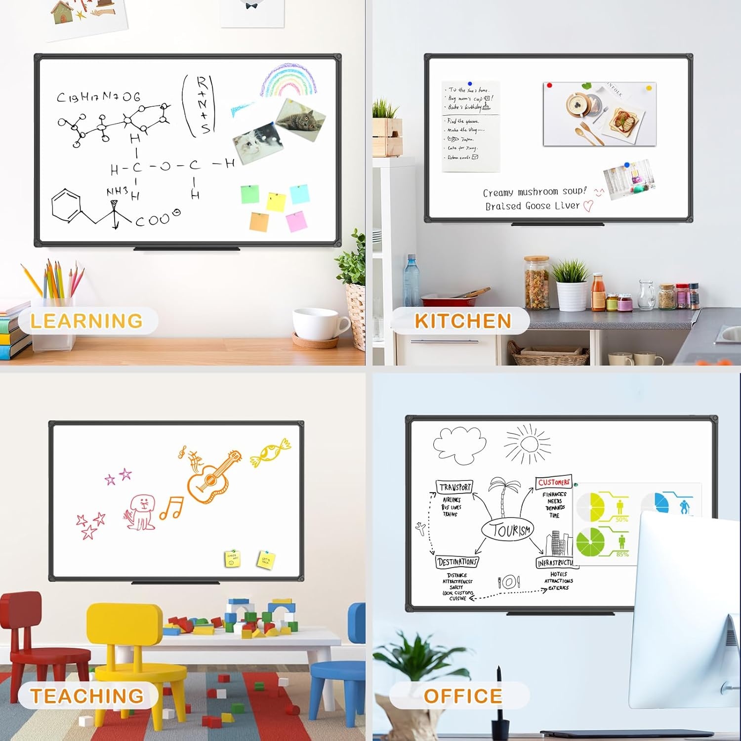 image:imageJILoffice Magnetic WhiteboardWhite Board Dry Erase Board 36 x 24 Inch Black Aluminum Frame Wall Mounted Board for Office Home and SchoolBlack