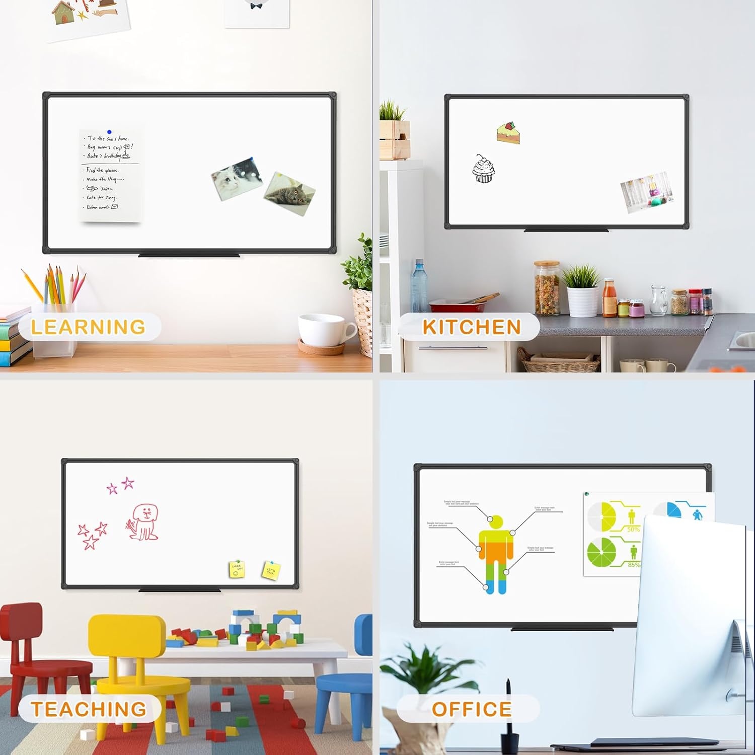 image:imageJILoffice Magnetic WhiteboardWhite Board Dry Erase Board 36 x 24 Inch Black Aluminum Frame Wall Mounted Board for Office Home and SchoolBlack