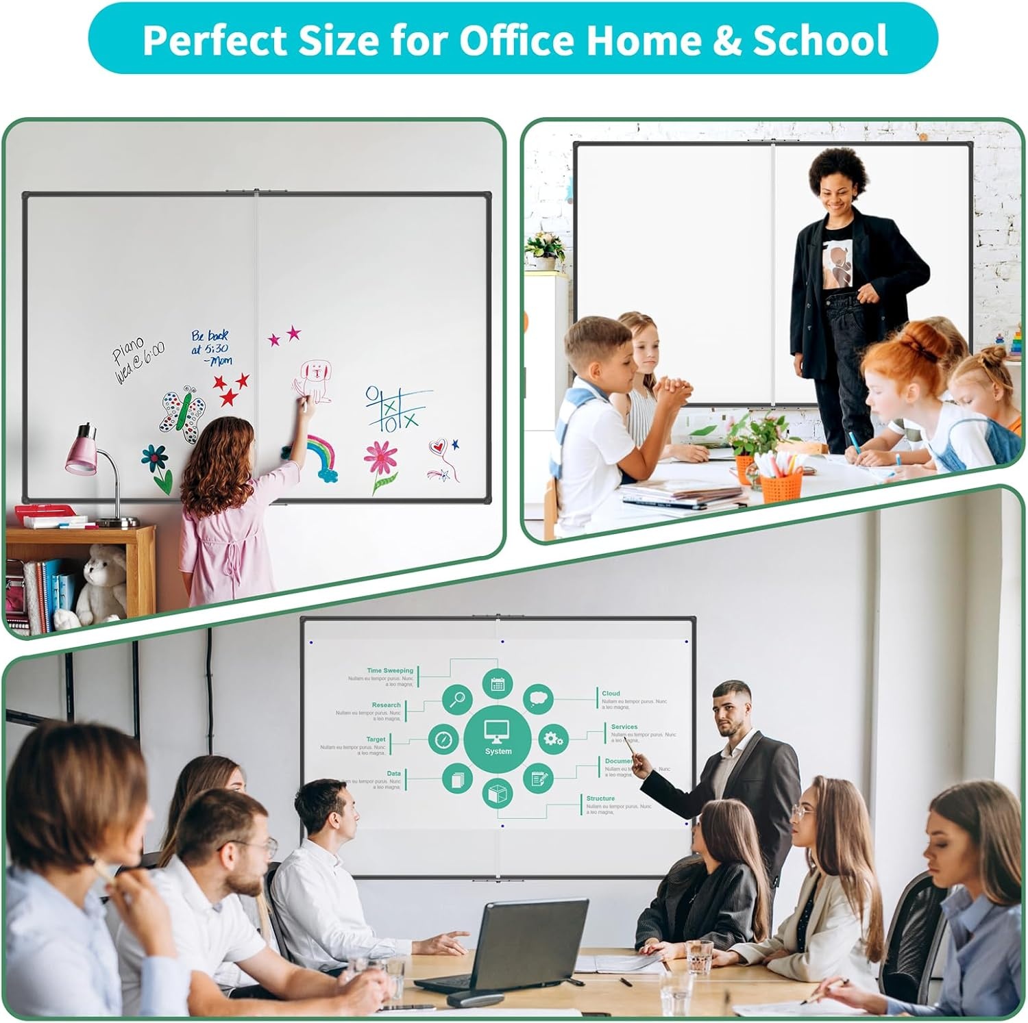 image:imageJILoffice Magnetic WhiteboardWhite Board Dry Erase Board 36 x 24 Inch Black Aluminum Frame Wall Mounted Board for Office Home and SchoolBlack