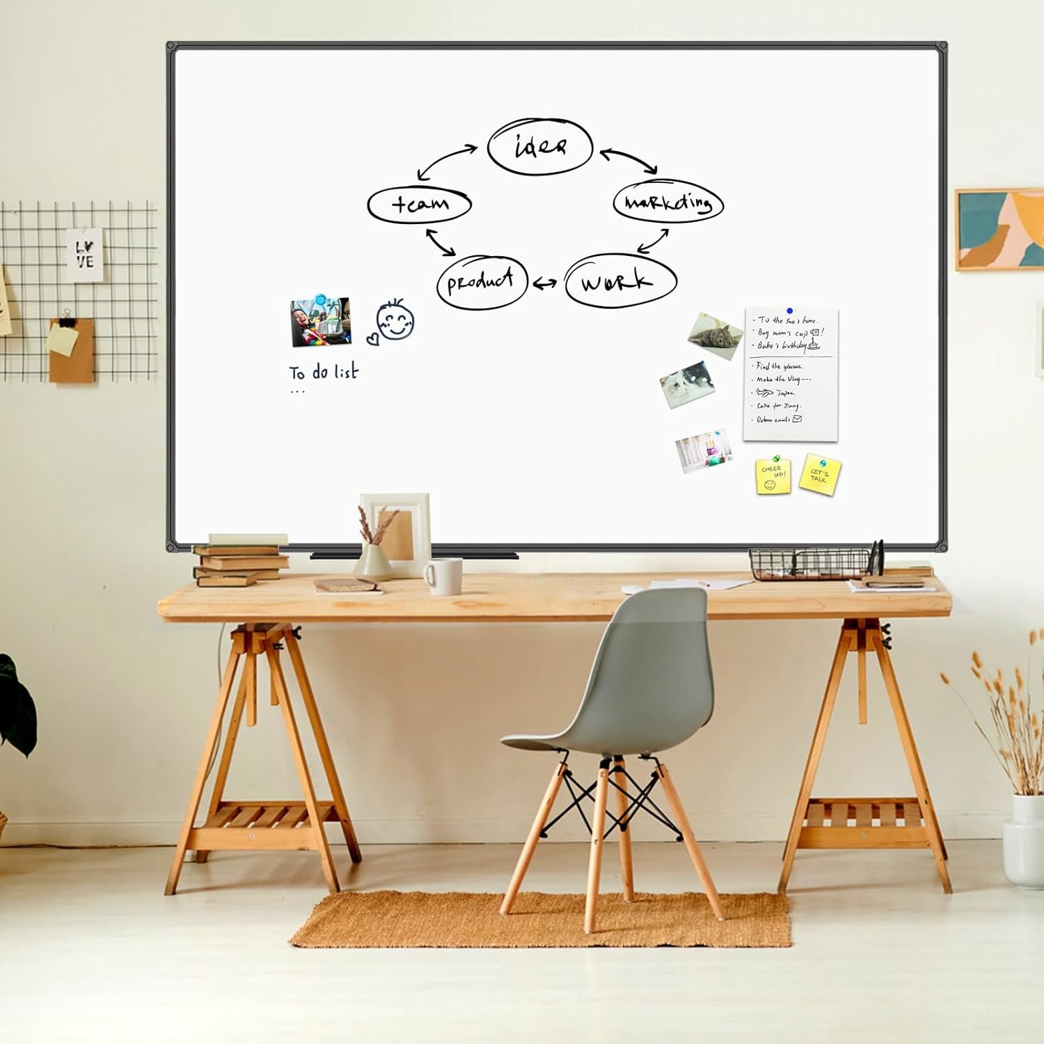 image:imageJILoffice Magnetic WhiteboardWhite Board Dry Erase Board 36 x 24 Inch Black Aluminum Frame Wall Mounted Board for Office Home and SchoolBlack