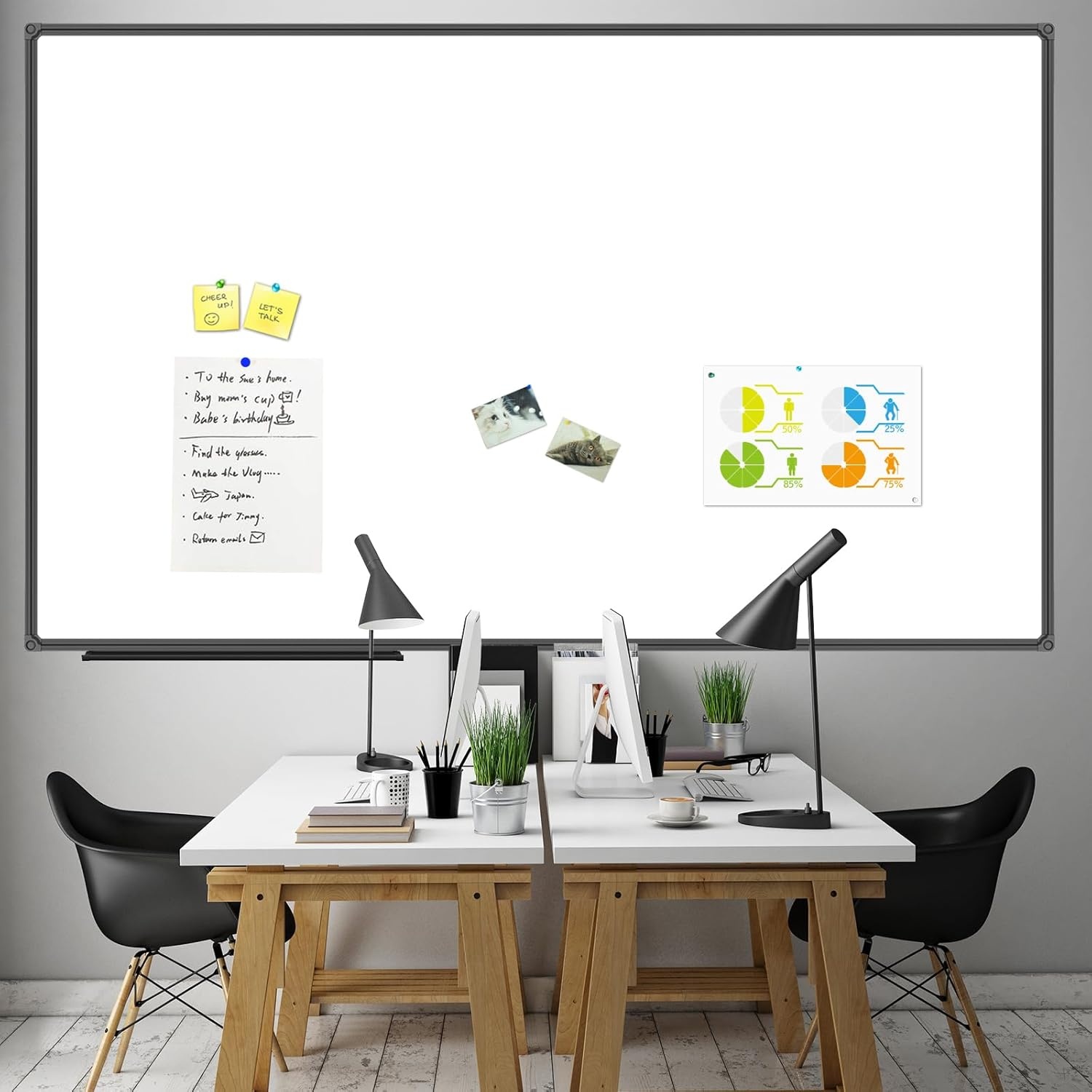 image:imageJILoffice Magnetic WhiteboardWhite Board Dry Erase Board 36 x 24 Inch Black Aluminum Frame Wall Mounted Board for Office Home and SchoolBlack