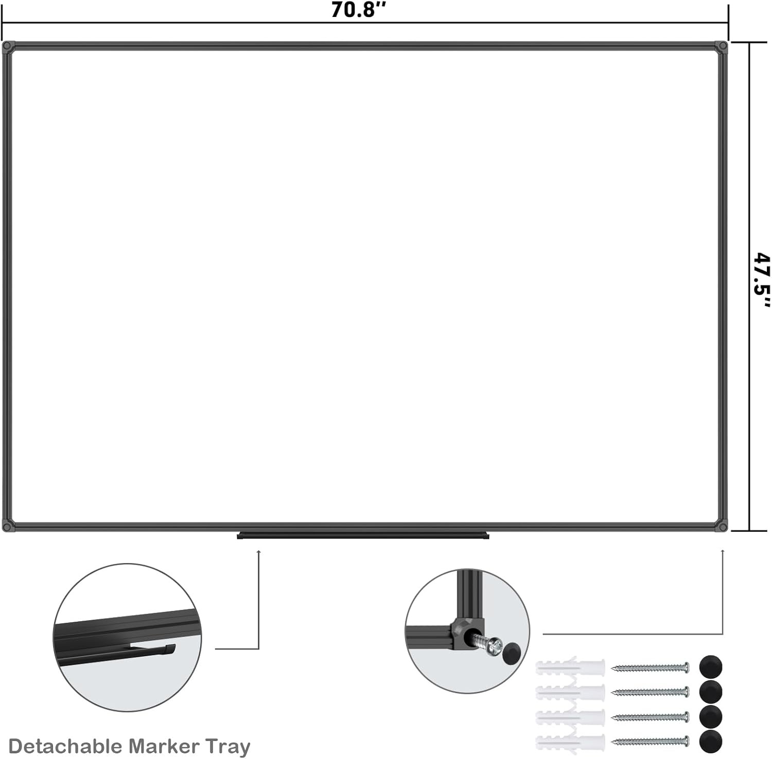 image:imageJILoffice Magnetic WhiteboardWhite Board Dry Erase Board 36 x 24 Inch Black Aluminum Frame Wall Mounted Board for Office Home and SchoolBlack