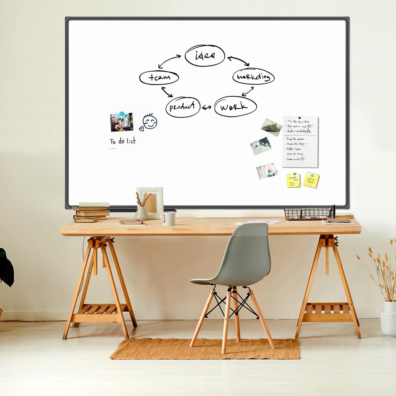 image:imageJILoffice Magnetic WhiteboardWhite Board Dry Erase Board 36 x 24 Inch Black Aluminum Frame Wall Mounted Board for Office Home and SchoolBlack