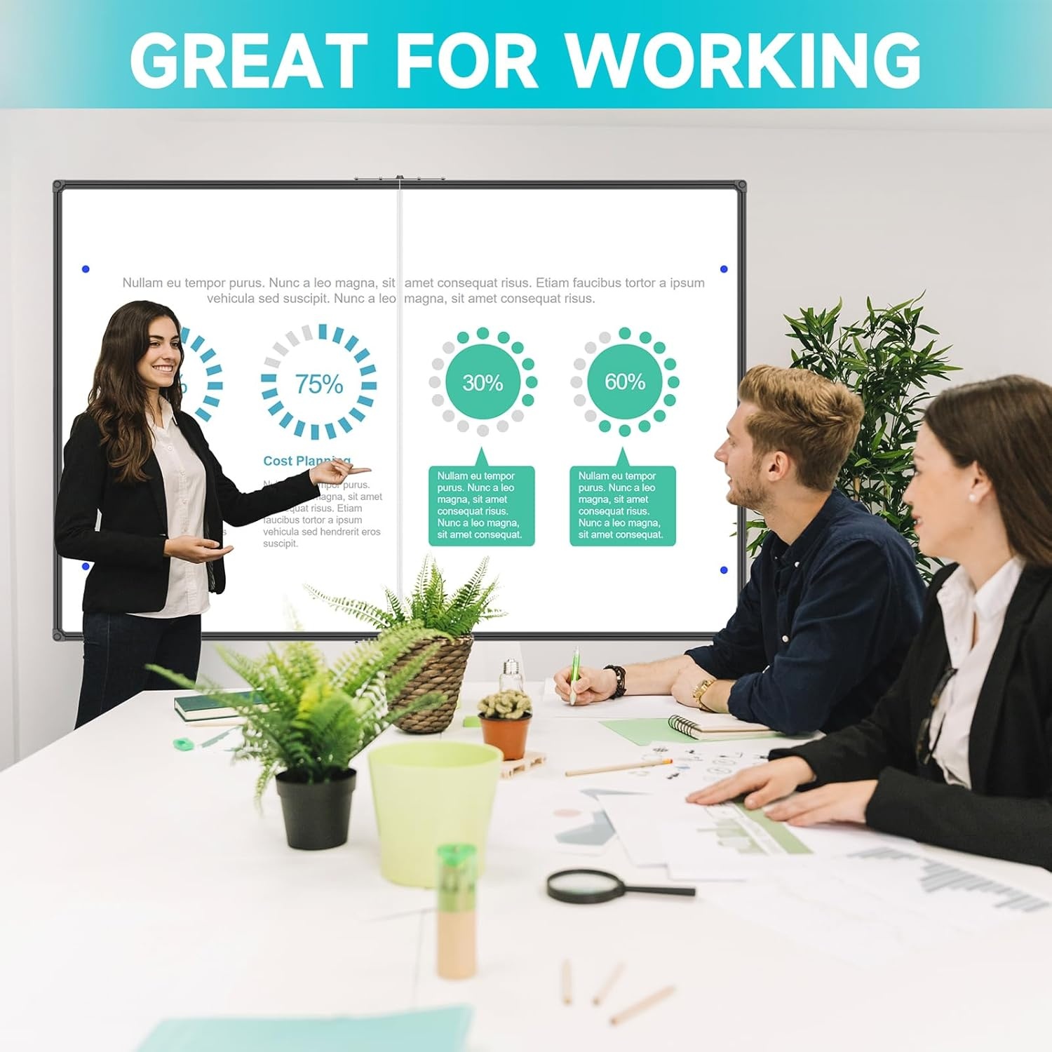 image:imageJILoffice Magnetic WhiteboardWhite Board Dry Erase Board 36 x 24 Inch Black Aluminum Frame Wall Mounted Board for Office Home and SchoolBlack