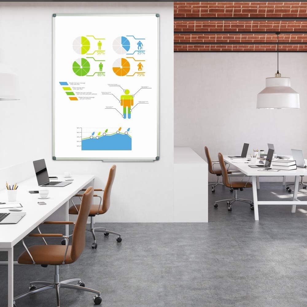 image:imageJILoffice Magnetic WhiteboardWhite Board Dry Erase Board 36 x 24 Inch Black Aluminum Frame Wall Mounted Board for Office Home and SchoolSilver