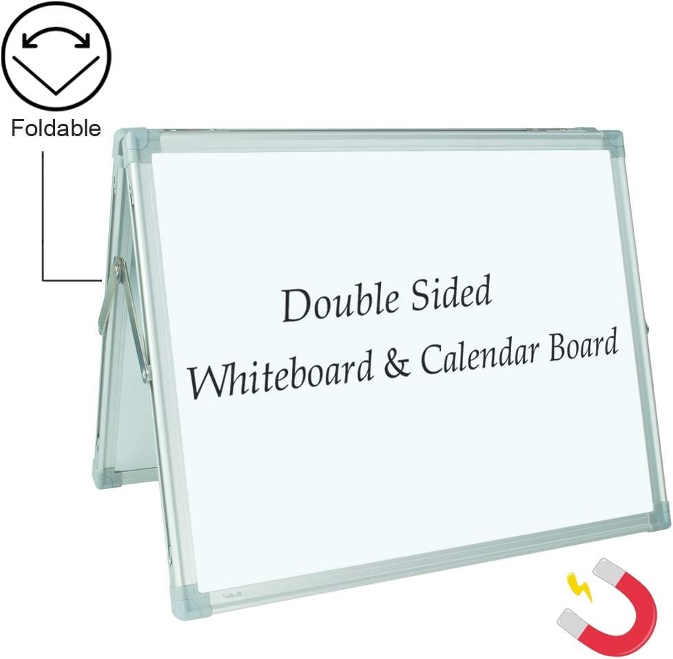 image:imageJILoffice Small Dry Erase Board Magnetic DoubleSided Desktop 15 X 12 Inch White Board amp Calendar Board Silver Aluminium Frame Wall Mounted Board for Office Home and School
