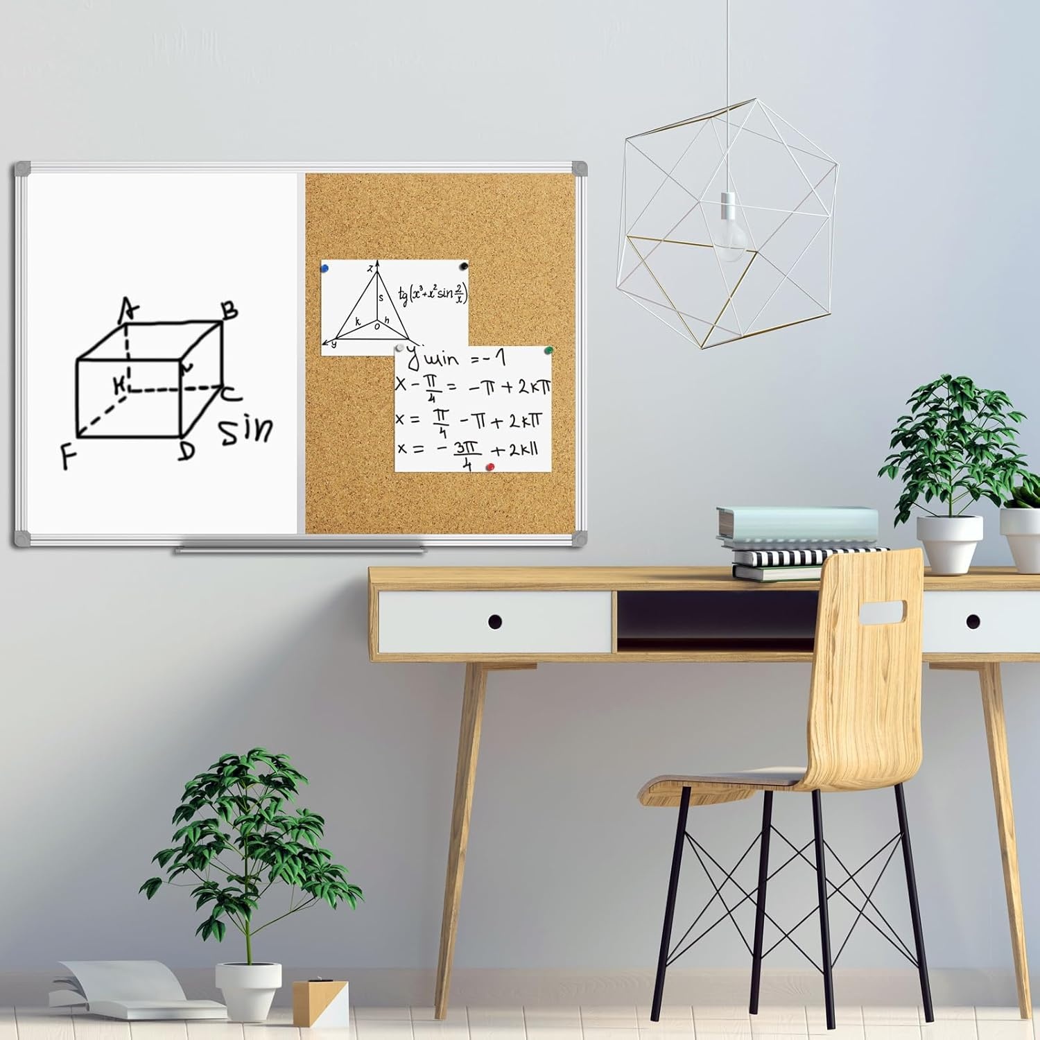 image:imageJILoffice White Board amp Bulletin Corkboard Combination Combo Board 48 x 36 Magnetic Whiteboard Black Aluminum Frame Wall Mounted Board for Office Home and School with 10 Push Pins36x24Silver