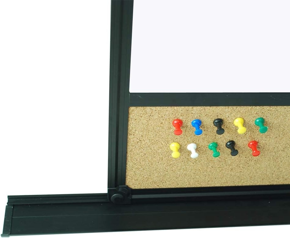 image:imageJILoffice White Board amp Bulletin Corkboard Combination Combo Board 48 x 36 Magnetic Whiteboard Black Aluminum Frame Wall Mounted Board for Office Home and School with 10 Push Pins48x36Black