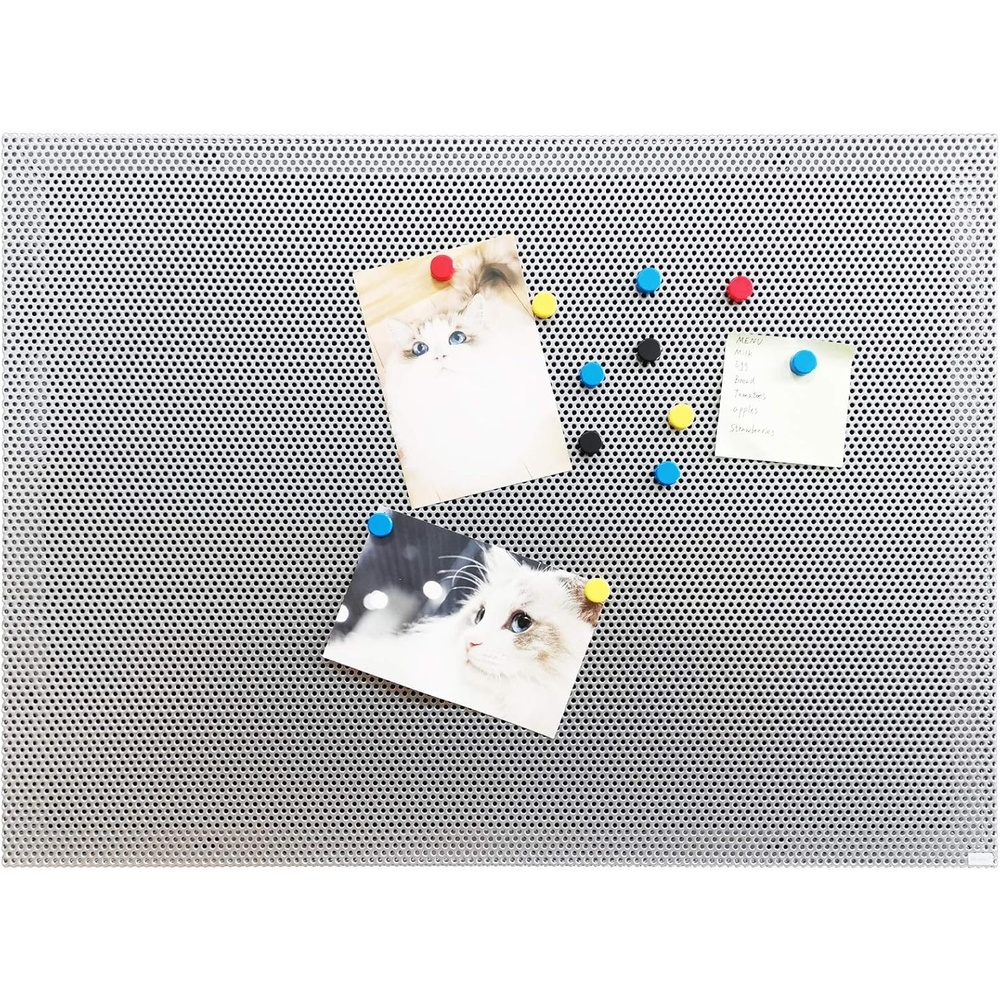 image:imageJILoffice Bulletin Board Magnetic Board 24 x 18 Inch Great Wall Mounting Board with 40 Magnets Decorative Board for Photos and MessagesSilver