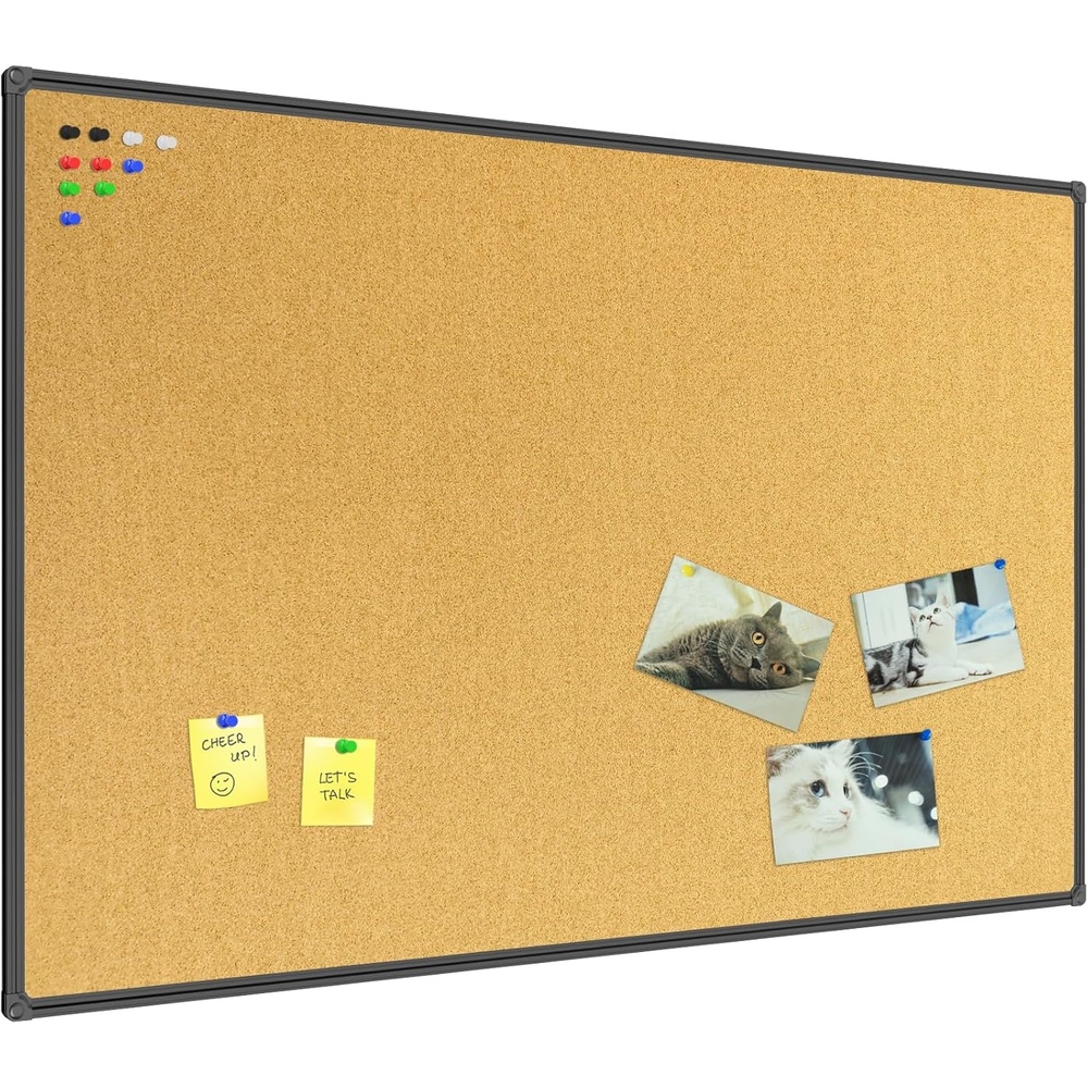 image:imageJILoffice Corkboard Bulletin Board 36 x 24 Notice Board Black Aluminum Frame Wall Mounted Board for Office Home and School with 10 Push Pins60 x 36 Inch