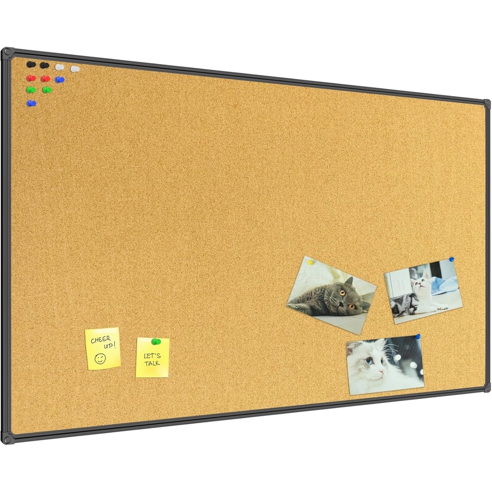 image:imageJILoffice Corkboard Bulletin Board 36 x 24 Notice Board Black Aluminum Frame Wall Mounted Board for Office Home and School with 10 Push Pins72 x 36 Inch