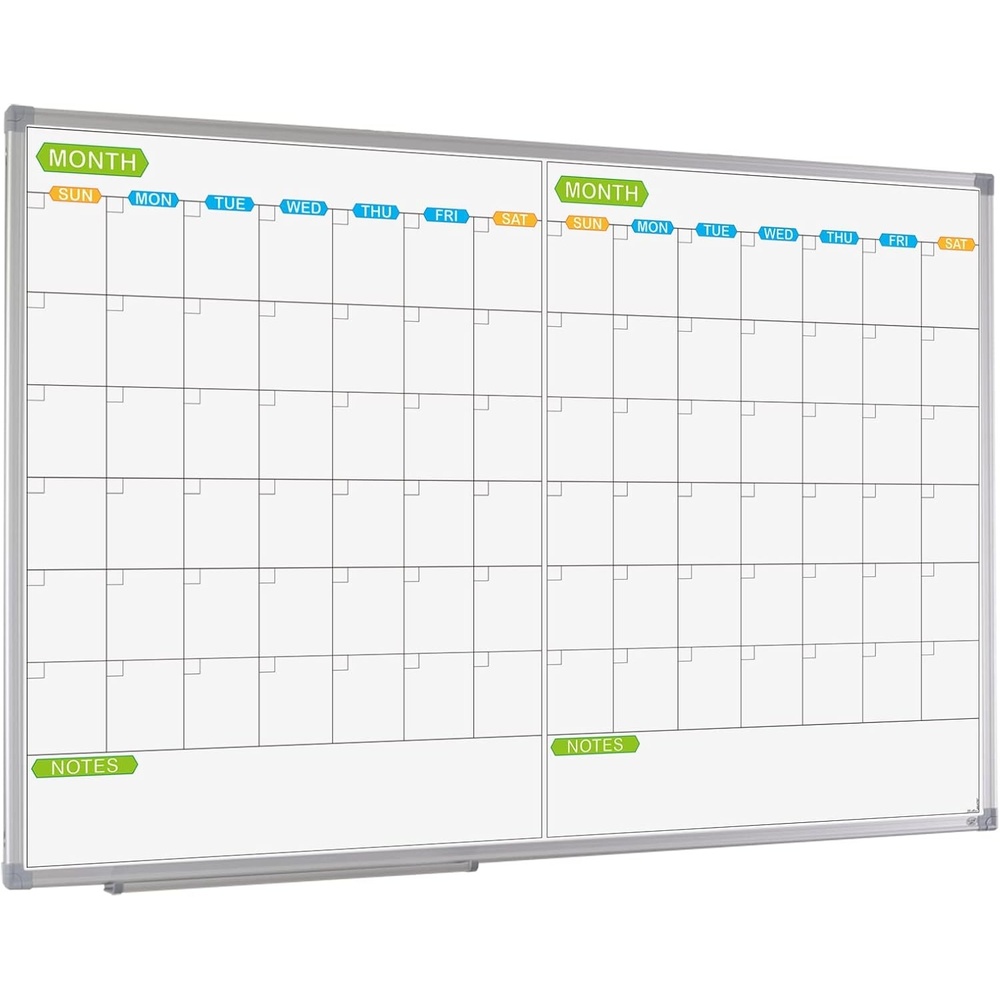 image:imageJILoffice Magnetic Dry Erase Calendar Whiteboard 2 Month White Board Planner 36 X 24 Inch Silver Aluminum Frame Wall Mounted Board for Office Home and SchoolSilver