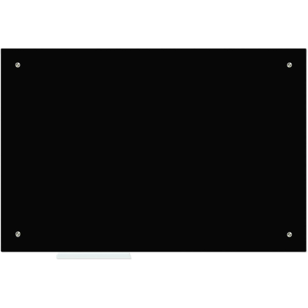 image:imageJILoffice Magnetic Glass Dry Erase Board 36 x 24 Inch Black Surface Wall Mounted Frameless with Marker Tray and 4 Magnets for Office Home and School