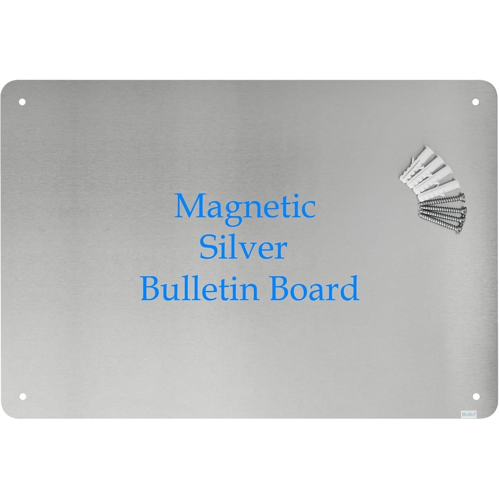 image:imageJILoffice Metal Bulletin Board 175 x 12 Inch Silver Great Bulletin Board to Display Notes Photos and Cards for Office Home and School