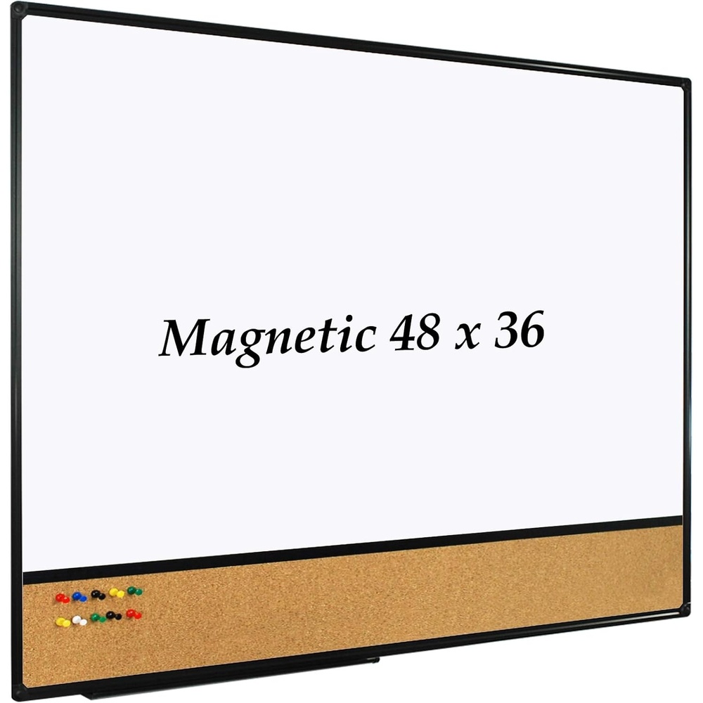 image:imageJILoffice White Board amp Bulletin Corkboard Combination Combo Board 48 x 36 Magnetic Whiteboard Black Aluminum Frame Wall Mounted Board for Office Home and School with 10 Push Pins48x36Black