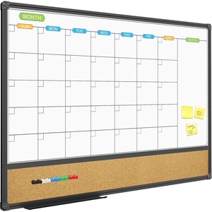 image:imageJILoffice Magnetic Calendar Whiteboard amp Bulletin Corkboard Combination Combo Board 36 x 24 Inch Black Aluminum Frame Wall Mounted Board for Office Home and School with 10 Push Pins