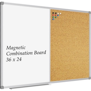 image:imageJILoffice White Board amp Bulletin Corkboard Combination Combo Board 48 x 36 Magnetic Whiteboard Black Aluminum Frame Wall Mounted Board for Office Home and School with 10 Push Pins36x24Silver